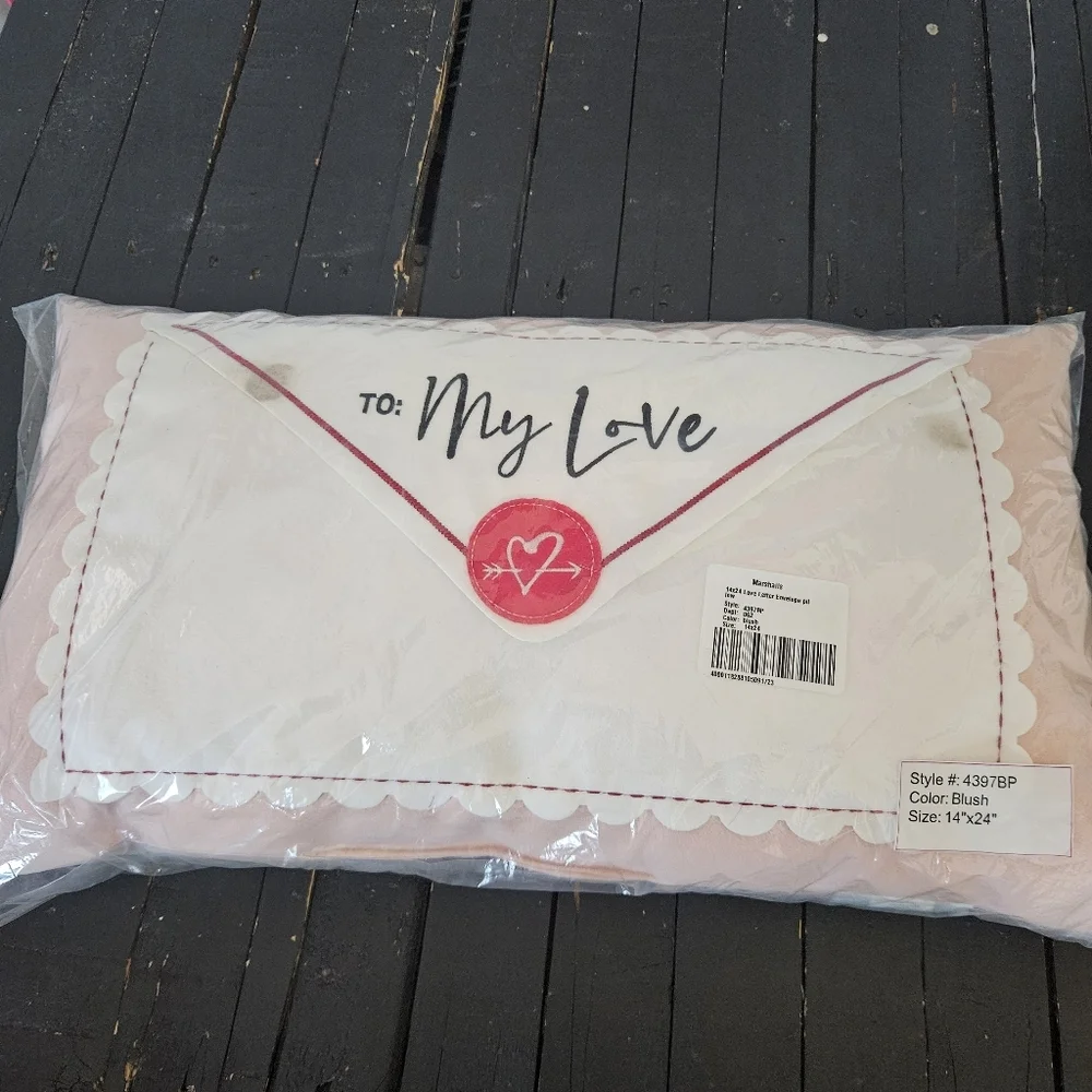 Rachel Roy NWT Valentine's Day Blush Pink White Envelope Throw Pillow Decor